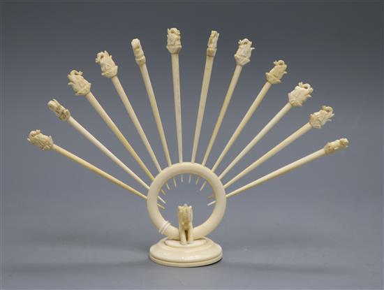 A Ceylonese ivory cocktail stick holder, 1930s